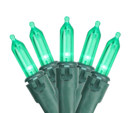 Northlight Set of 100 Green Led Mini Christmas Lights - 33 ft Green Wire - Green